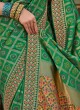 Banarasi Silk Saree  In Green And Orange